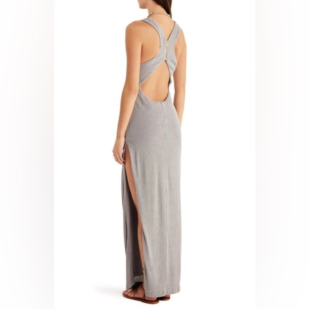 Rumer Rosa Stripe Cutout Maxi Dress In Seafoam Color Size M